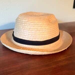 Stylish Tan Straw Hat with Black Band